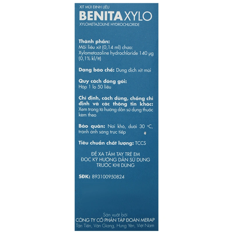 Thuốc xịt mũi Benita Xylo điều trị nghẹt mũi, sung huyết mũi bình 50 liều - 10